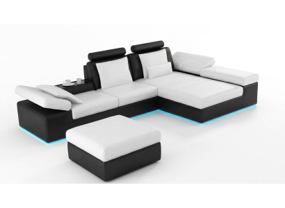 Ledersofa Sofa mit USB Wohnlandschaft Ecksofa Garnitur Design Modern Sofa K5014C