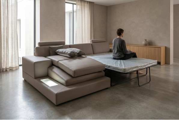 Leder Couch Wohnlandschaft Garnitur Design Modern Sofa mit USB, Schlaf Couchen
