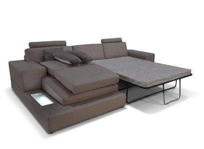 Leder Couch Wohnlandschaft Garnitur Design Modern Sofa mit USB, Schlaf Couchen