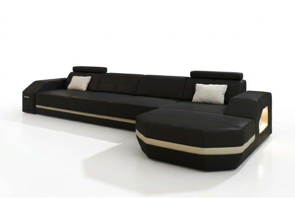 Ledersofa mit USB Wohnlandschaft Ecksofa Eck Garnitur Design Modern Sofa C4011C