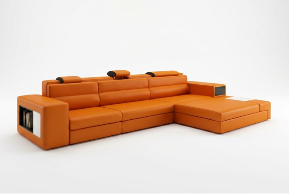 Ledersofa mit USB Wohnlandschaft Ecksofa Eck Garnitur Design Modern Sofa B2006B