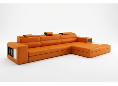 Ledersofa mit USB Wohnlandschaft Ecksofa Eck Garnitur Design Modern Sofa B2006B