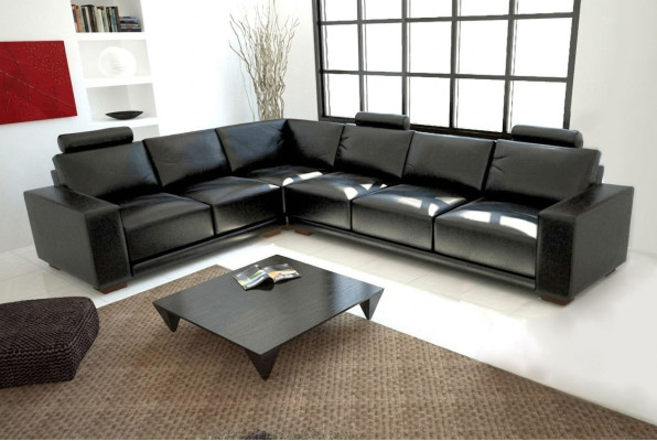 Ledersofa mit USB Wohnlandschaft Ecksofa Eck Garnitur Design Modern Sofa A1121B