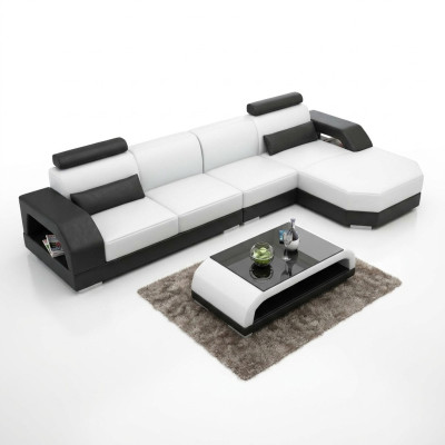 Ledersofa + USB Wohnlandschaft Ecksofa Eck Garnitur Design Couch Sofa Neu G8001C