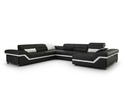 Ledersofa Couch Wohnlandschaft Ecksofa Eck Garnitur Design Modern Sofa mit USB