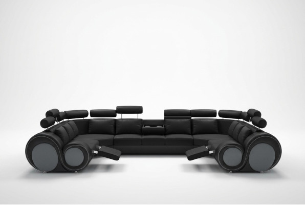 Design Ecksofa Sofa mit USB Polster Sitz Eck Garnitur Sofas Leder Textil LForm