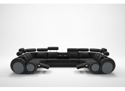 Design Ecksofa Sofa mit USB Polster Sitz Eck Garnitur Sofas Leder Textil LForm