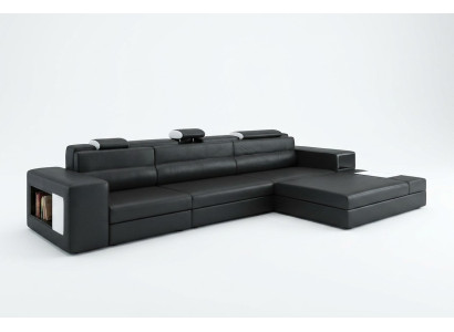 Designsofa Sofa Couch USB Polster Ecksofa Garnitur Wohnlandschaft Ledersofa LED