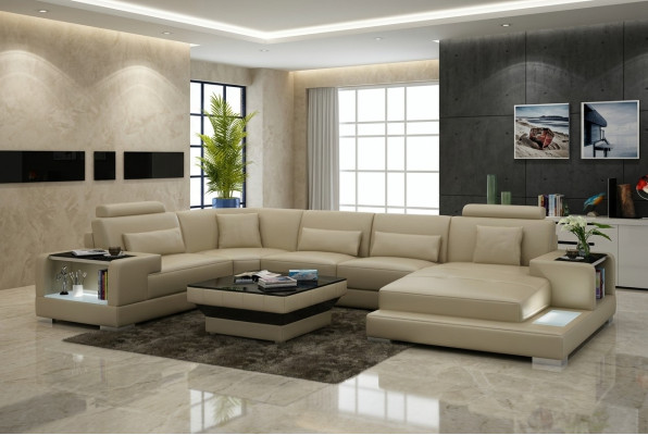 Wohnlandschaft Polster Ecke Eck Sofa mit USB Garnitur Landschaft Leder Wetzlar