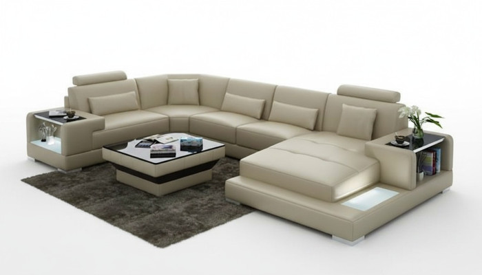 Wohnlandschaft Polster Ecke Eck Sofa mit USB Garnitur Landschaft Leder Wetzlar