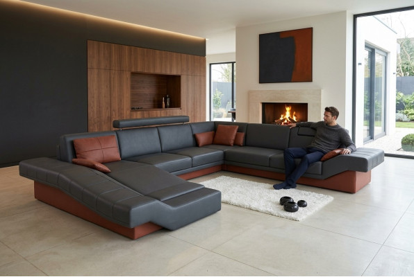 XXL Wohnlandschaft Design Polster Garnitur Ecksofa mit USB Big Sofa Neu Couch