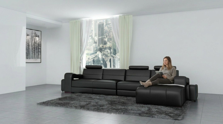Ledersofa Ecksofa + USB Couch Design Wohnlandschaft Polster Garnitur Sofa L Form