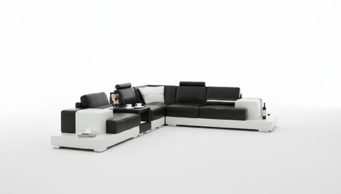 Ledersofa Ecksofa Sofa mit USB Design Sitz Polster Garnitur Wohnlandschaft 2725C