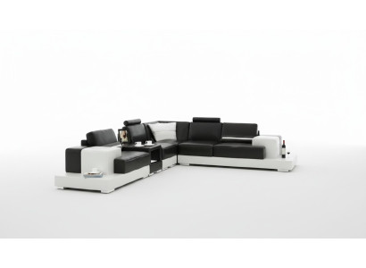 Ledersofa Ecksofa Sofa mit USB Design Sitz Polster Garnitur Wohnlandschaft 2725C