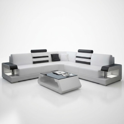 Wohnlandschaft Polster Ecke Eck Sofa mit USB Garnitur Landschaft Leder Neu 2723B
