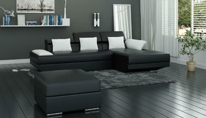 Wohnlandschaft Polster Ecke Eck Sofa mit USB Garnitur Landschaft Leder 2719C Neu