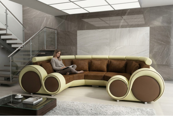 Ecksofa + USB Wohnlandschaft U Form Textil Big XXL Ecksofa Stoff Textil Sofa Neu