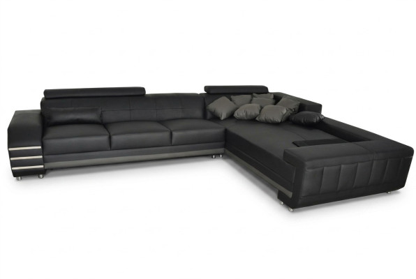 Eck Leder Sofa + USB Polster Sitz Garnitur Wohnlandschaft Design XXL L Form Ecke