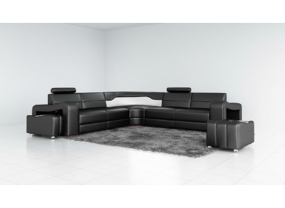 Ledersofa mit USB Ecksofa Eckcouch Designer Wohnlandschaft L Form Sofa PISA