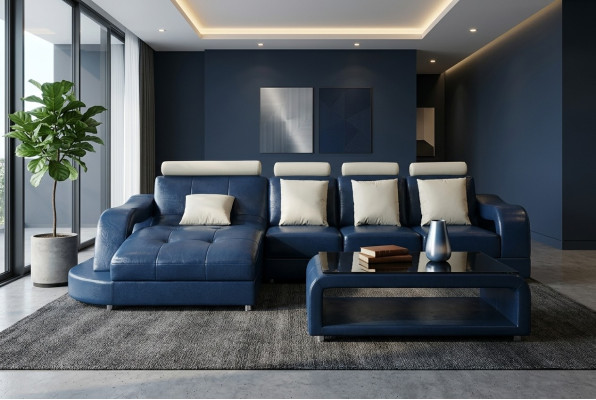Ledersofa mit USB Wohnlandschaft Eck Garnitur Design Modern Sofa L-Form L6015