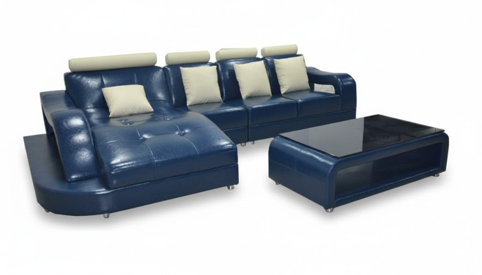 Ledersofa mit USB Wohnlandschaft Eck Garnitur Design Modern Sofa L-Form L6015