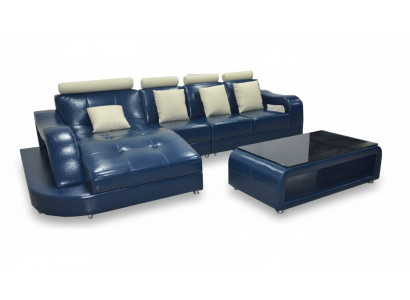 Ledersofa mit USB Wohnlandschaft Eck Garnitur Design Modern Sofa L-Form L6015