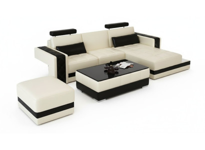 Ledersofa mit USB Wohnlandschaft Ecksofa Eck Garnitur Design Moderne Sofa L6010D