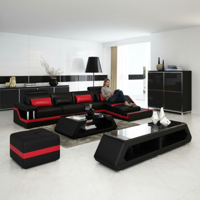 Designer Ecksofa Sofa Wohnlandschaft Big Modernes Ledersofa mit USB HAMBURG III