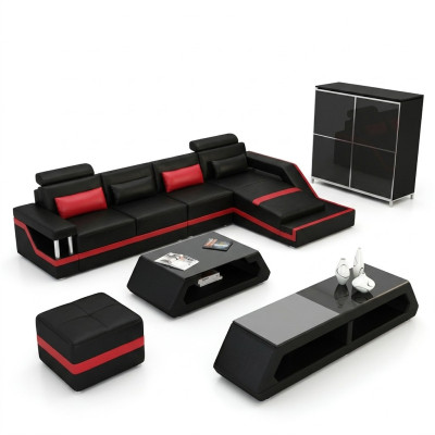 Designer Ecksofa Sofa Wohnlandschaft Big Modernes Ledersofa mit USB HAMBURG III