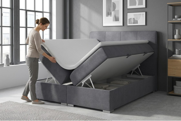 Boxspring Bett Hotel Doppel Samt Textil Luxus Betten Polster Bettkasten Funktion