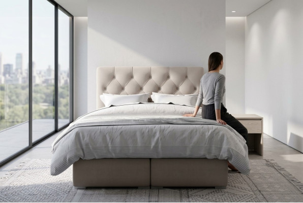 Boxspring Bett Hotel Doppel Leder Luxus Betten Polster Bettkasten Funktion Neu