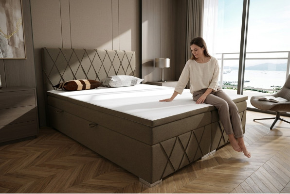 Boxspring Bett Hotel Doppel Samt Luxus Betten Polster Bettkasten Funktion Braun