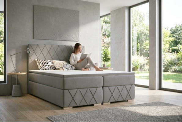Boxspring Bett Komplett Set Matratze & Topper Luxus Polster 180x200cm Betten Neu