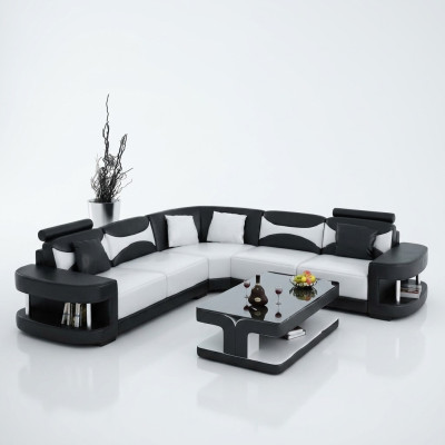 Wohnlandschaft Polster Ecke Eck Sofa + USB,Garnitur Landschaft Leder Textil Neu