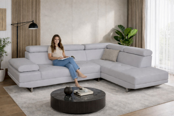Ecke Leder mit USB Modern XXL Couch Wohnlandschaft Ledersofa Sofa L-Form B2003