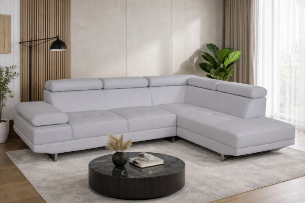 Ecke Leder mit USB Modern XXL Couch Wohnlandschaft Ledersofa Sofa L-Form B2003