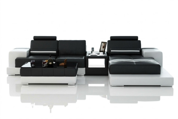 Ledersofa Ecksofa Sofa mit USB,Design Sitz Polster Garnitur Wohnlandschaft 2725B