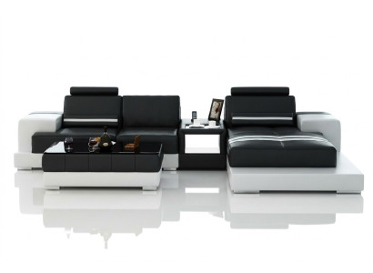 Ledersofa Ecksofa Sofa mit USB,Design Sitz Polster Garnitur Wohnlandschaft 2725B