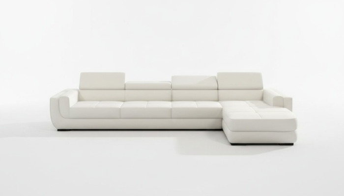 Ecksofa Ledersofa USB Wohnlandschaft L Form Sofa Polster Sitz Ecke Tettau Weiß