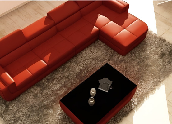 Ecksofa Ledersofa + USB Wohnlandschaft L Form Sofa Polster Sitz Ecke Tettau Rot