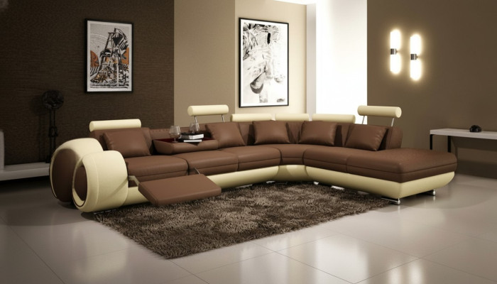 Ledersofa mit USB Wohnlandschaft Ecksofa Eck Garnitur Design Modern Sofa A1163C