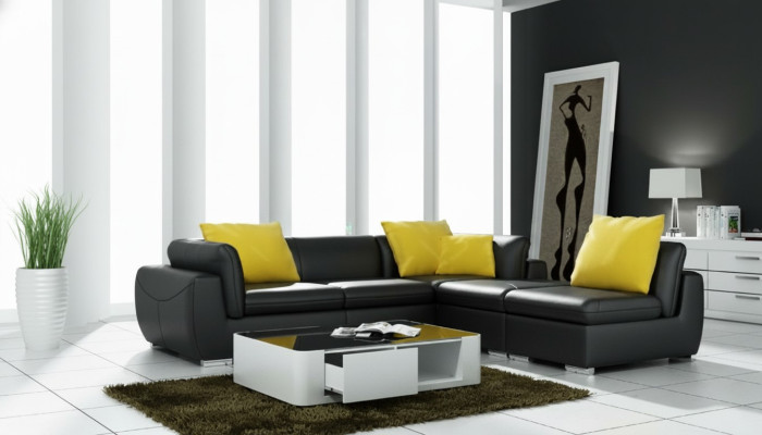 Ledersofa mit USB Wohnlandschaft Ecksofa Eck Garnitur Design Modern Sofa F3014