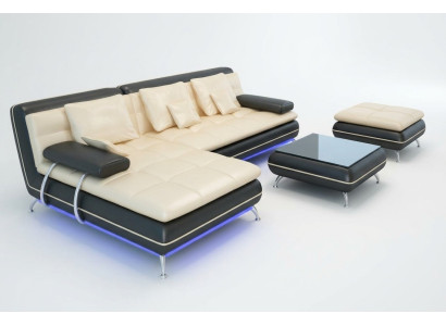 Ledersofa mit USB Wohnlandschaft Ecksofa Eck Garnitur Design Modern Sofa F3015