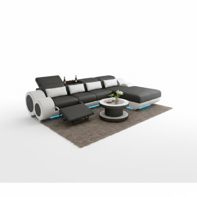 Ledersofa + USB Sofagarnitur Neu Ecksofa Eck Garnitur Design Modern Sofa G8035H