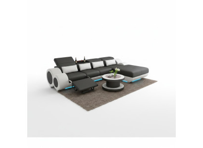 Ledersofa + USB Sofagarnitur Neu Ecksofa Eck Garnitur Design Modern Sofa G8035H