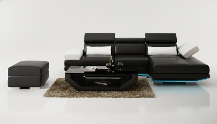 Ledersofa L-Form + USB Wohnlandschaft Ecksofa Garnitur Design Modern Sofa K5009D