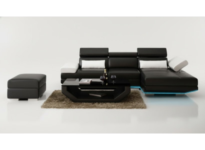 Ledersofa L-Form + USB Wohnlandschaft Ecksofa Garnitur Design Modern Sofa K5009D