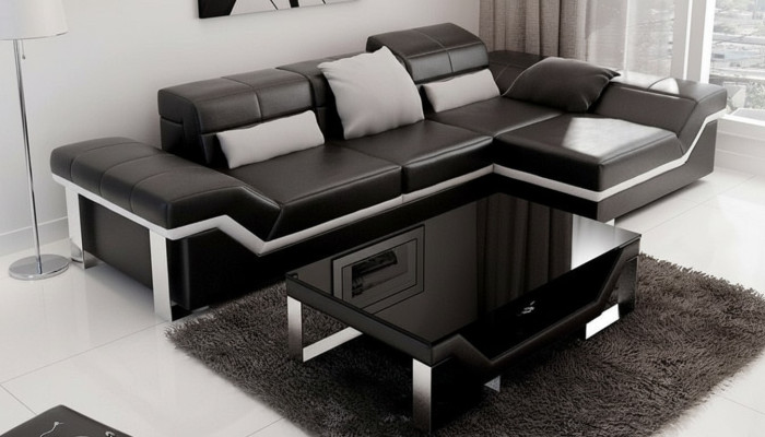 Ledersofa Sofa mit USB,Wohnlandschaft Ecksofa Garnitur Design Modern Sofa K5007F