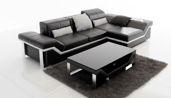 Ledersofa Sofa mit USB,Wohnlandschaft Ecksofa Garnitur Design Modern Sofa K5007F