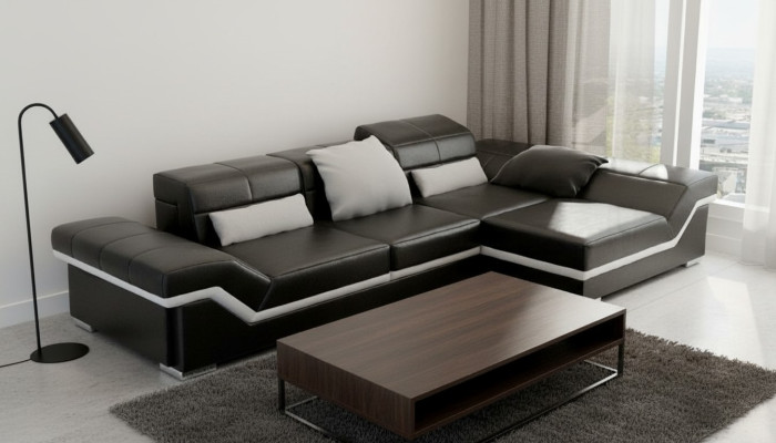 Ledersofa Ecksofa mit USB Sofa Garnitur Couch Wohnlandschaft Polster Sofa Neu